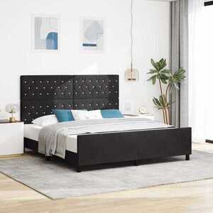 Imagine vidaXL Pat cu arcuri cu headboard Negru 180 x 200 cm Catifea