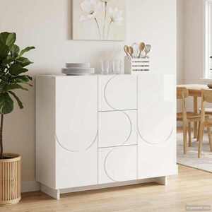 Imagine vidaXL Bufet Alb foarte lucios 85, 5 x 31 x 75 cm Lemn prelucrat