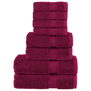 Imagine vidaXL Set de prosoape premium SOLUND, 8 piese, bordo, 600 g/m²