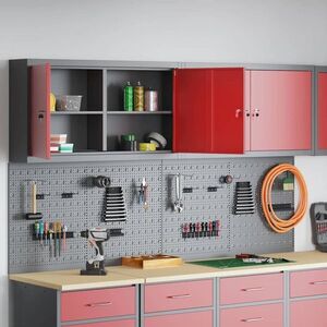 Imagine vidaXL Set dulap de unelte 6 buc. Roșu Oțel vopsit electrostatic