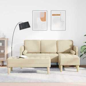 Imagine vidaXL Set de canapea 2 buc. Crem Poliester