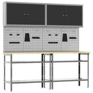Imagine vidaXL Set banc de lucru 8 buc. Negru și Gri Oțel vopsit electrostatic