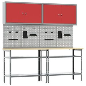 Imagine vidaXL Set banc de lucru 8 buc. Roșu și gri Oțel vopsit electrostatic