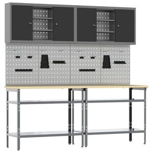 Imagine vidaXL Set banc de lucru 8 buc. Negru și Gri Oțel vopsit electrostatic