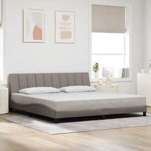Imagine vidaXL Cadru de pat fără saltea, Hanko, gri taupe, 200x200 cm, textil