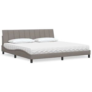 Imagine vidaXL Pat cu saltea, Hanko, gri taupe, 200x200 cm, textil