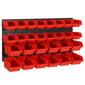 Imagine vidaXL Set rafturi atelier 30 buc. roșu / negru 77x39 cm polipropilenă