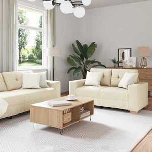 Imagine vidaXL Canapea 2 buc. Bej Material textil din in
