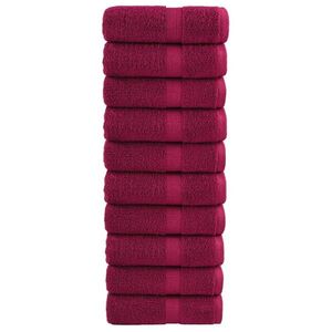 Imagine vidaXL Prosoape de baie premium, SOLUND, 10 buc., bordeaux, 30x30 cm, 600 g/m²