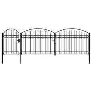 Imagine vidaXL Poartă de gard de grădină cu arcadă, negru, 1, 75 x 5 m, oțel