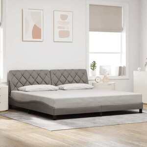 Imagine vidaXL Cadru de pat fără saltea, gri taupe, 200x200 cm, textil