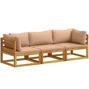 Imagine vidaXL Set de canapea 3 buc. natural Lemn Solid de Acacia