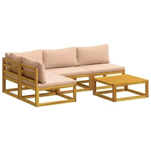 Imagine vidaXL Set de canapea 5 buc. natural Lemn Solid de Acacia
