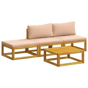 Imagine vidaXL Set de canapea 4 buc. natural Lemn Solid de Acacia