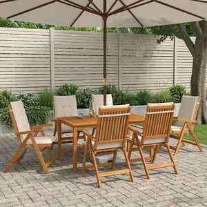 Imagine vidaXL Set de dining pentru grădină, 7 piese natural