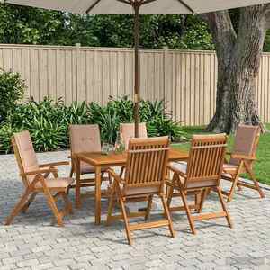 Imagine vidaXL Set de dining pentru grădină, 7 piese natural