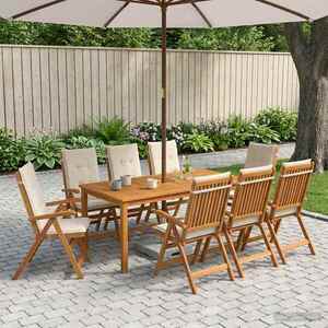 Imagine vidaXL Set de dining pentru grădină, 9 piese 9 buc. natural