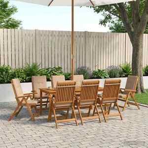 Imagine vidaXL Set de dining pentru grădină, 9 piese 9 buc. natural
