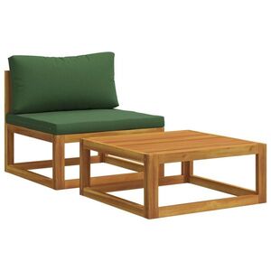 Imagine vidaXL Canapea coltar cu perne 100 % poliester Acacia solidă natural