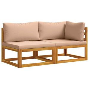 Imagine vidaXL Canapea coltar cu perne 100 % poliester Acacia solidă natural