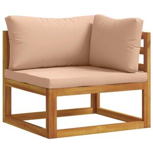 Imagine vidaXL Canapea coltar cu perne 100 % poliester Acacia solidă natural