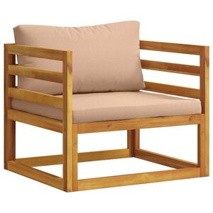 Imagine vidaXL Fotoliu secțional cu perne 100 % poliester Acacia solidă