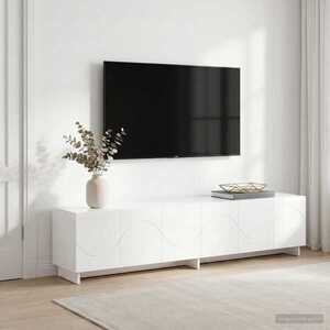 Imagine vidaXL Suport TV 179.5 x 34.5 x 40 cm Alb foarte lucios Lemn prelucrat