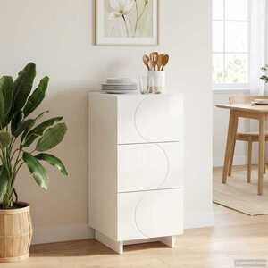 Imagine vidaXL Bufet Alb foarte lucios 33, 5 x 34, 5 x 75 cm Lemn prelucrat
