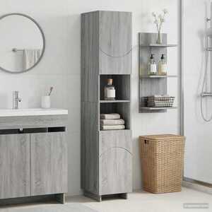 Imagine vidaXL Dulap de baie Sonoma gri 36.5 x 38 x 180 cm Lemn prelucrat