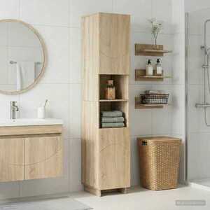 Imagine vidaXL Dulap de baie Stejar Sonoma 36.5 x 38 x 180 cm Lemn prelucrat