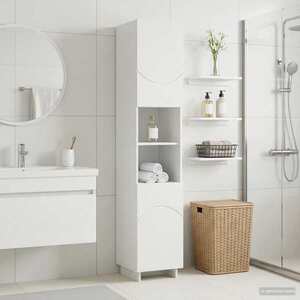 Imagine vidaXL Dulap de baie Alb foarte lucios 36.5 x 38 x 180 cm
