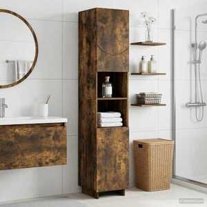 Imagine vidaXL Dulap de baie Stejar fumuriu 36.5 x 38 x 180 cm Lemn prelucrat