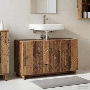 Imagine vidaXL Dulap de baie Lemn vechi 101 x 41 x 58 cm Lemn prelucrat