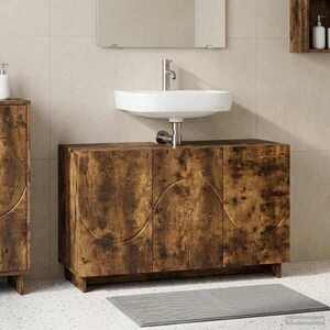 Imagine vidaXL Dulap de baie Stejar fumuriu 101 x 41 x 58 cm Lemn prelucrat