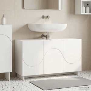 Imagine vidaXL Dulap de baie Alb foarte lucios 101 x 41 x 58 cm Lemn prelucrat