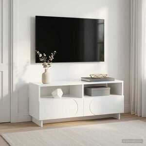 Imagine vidaXL Comodă TV 90 x 34.5 x 40 cm Alb foarte lucios Lemn prelucrat