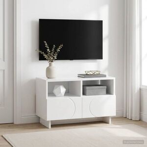 Imagine vidaXL Comodă TV 60 x 34.5 x 40 cm Alb foarte lucios Lemn prelucrat