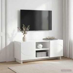 Imagine vidaXL Support TV 90 x 34.5 x 40 cm Alb foarte lucios Lemn prelucrat
