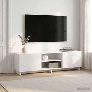 Imagine vidaXL Support TV 140 x 34, 5 x 40 cm Alb foarte lucios Lemn prelucrat