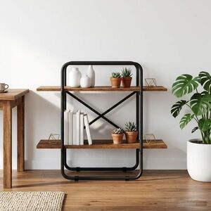 Imagine vidaXL Raft pentru cărți 2 niveluri 80 x 35 x 70 cm PB Lemn de stejar