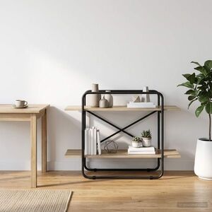 Imagine vidaXL Raft pentru cărți 2 niveluri 100 x 35 x 70 cm PB Stejar Sonoma