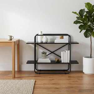 Imagine vidaXL Raft pentru cărți 2 niveluri 100 x 35 x 70 cm PB Stejar Negru