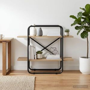 Imagine vidaXL Raft pentru cărți 2 niveluri 60 x 35 x 70 cm PB Stejar Sonoma
