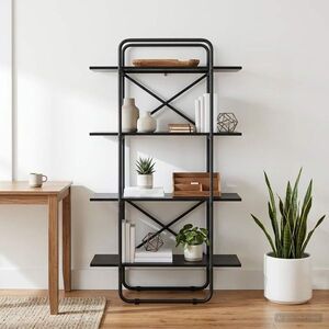 Imagine vidaXL Raft pentru cărți 4 niveluri 80 x 35 x 140 cm PB Stejar Negru