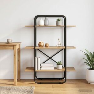 Imagine vidaXL Raft pentru cărți 3 niveluri 80 x 35 x 105 cm PB