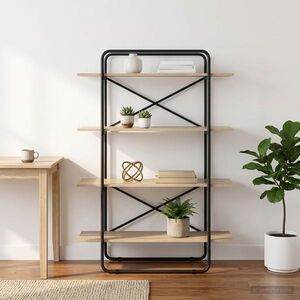 Imagine vidaXL Raft pentru cărți 4 niveluri 100 x 35 x 140 cm PB Stejar Sonoma