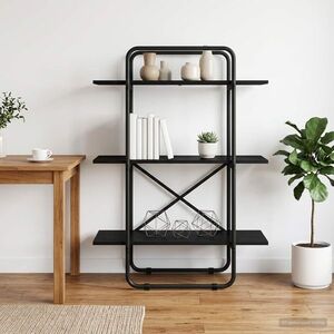 Imagine vidaXL Raft pentru cărți 3 niveluri 60 x 35 x 105 cm PB Stejar Negru