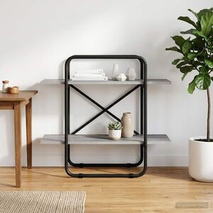 Imagine vidaXL Raft pentru cărți 2 niveluri 60 x 35 x 70 cm PB Sonoma gri