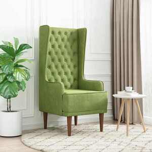 Imagine vidaXL Scaun cu spătar înalt și butoane Verde deschis Catifea