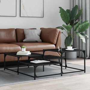 Imagine vidaXL Masă de cafea Stejar Negru 107 x 107 x 40 cm Lemn prelucrat